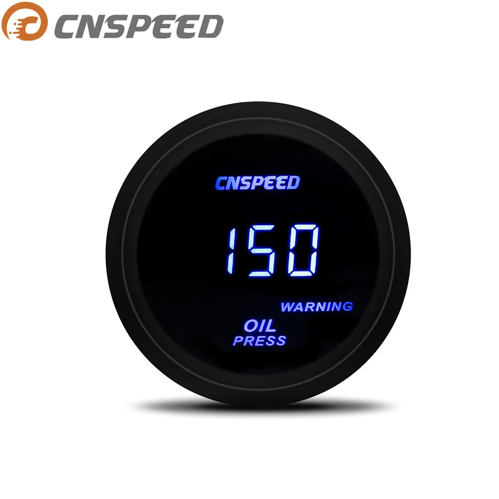 2" 52mm Digital 12V Auto Oil Pressure Gauge With Sensor Black Face Oil