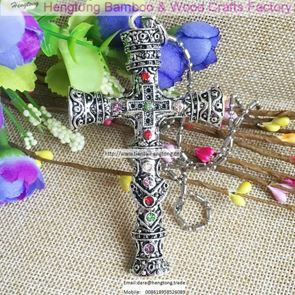 Ожерелье с крестом из сплава, мозаика яркий крест ожерелье, ретро крест ожерелье
