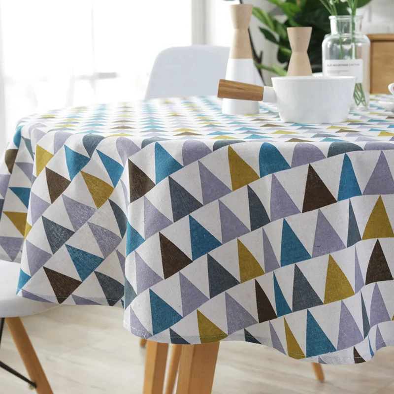  Linen Printing Tablecloth Round Table Cloth 1 Pcs Table Cover Nordic Polyester Cotton Home Kitchen 