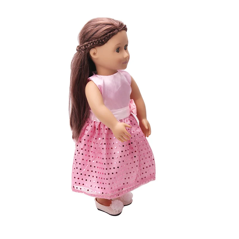 18 дюймов, с круглым вырезом, для девочек платье принцессы с принтом вечернее платье+ ремень американский новорожденных юбка Детские игрушки подходит 43 см для ухода за ребенком для мам, детские куклы, c78