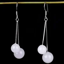 Real 925 Sterling Silver Drop Earrings Drop Shipping Natural Round Jade Handmade Fine Jewelry Wedding Earrings For Women Real 925 Sterling Silver Drop Earrings Drop Shipping Natural Round Jade Handmade Fine Jewelry Wedding Earrings For Women