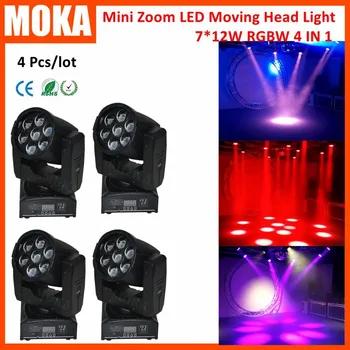

4pcs/lot Christmas High Power Mini 7*12w Led Moving head ZOOM Light AC100-240V 50/60 Hz Light Projector