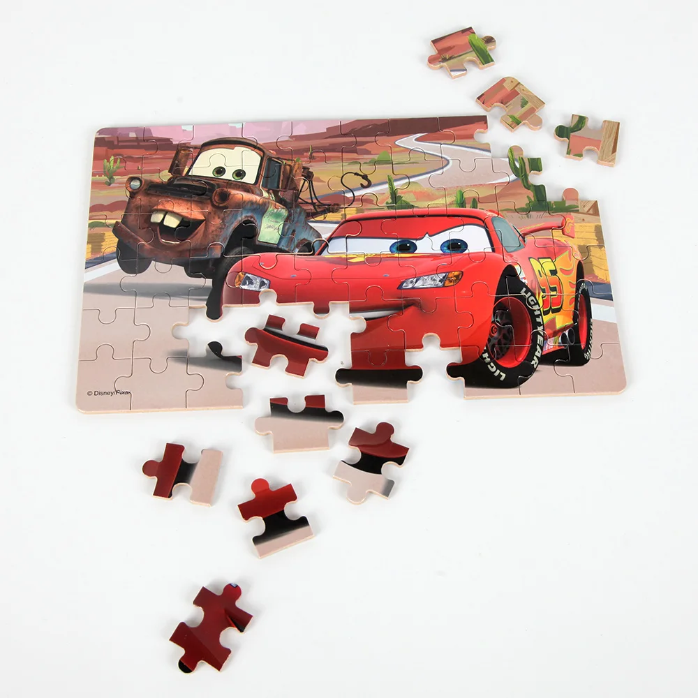 60 шт./компл. Pixar машинки головоломки с железный ящик Lightning McQueen головоломки доска Детские День рождения игрушка в подарок расходные материалы