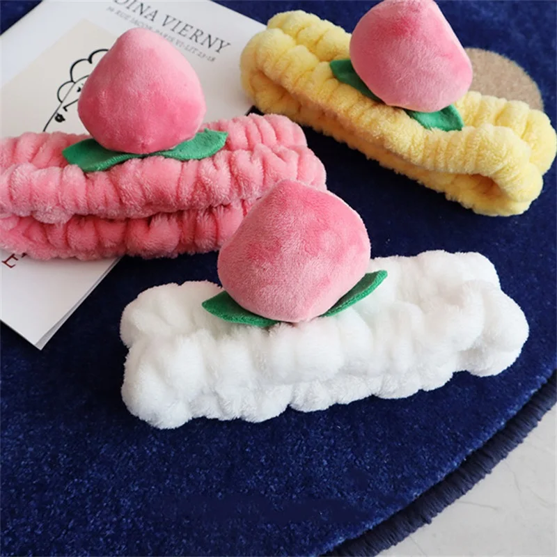 

Cute Peach Wash Headband Heart Girls Hair Band Sweet Korean Shower Mask Makeup Headwrap Elastic Soft Turban Hair Accessories