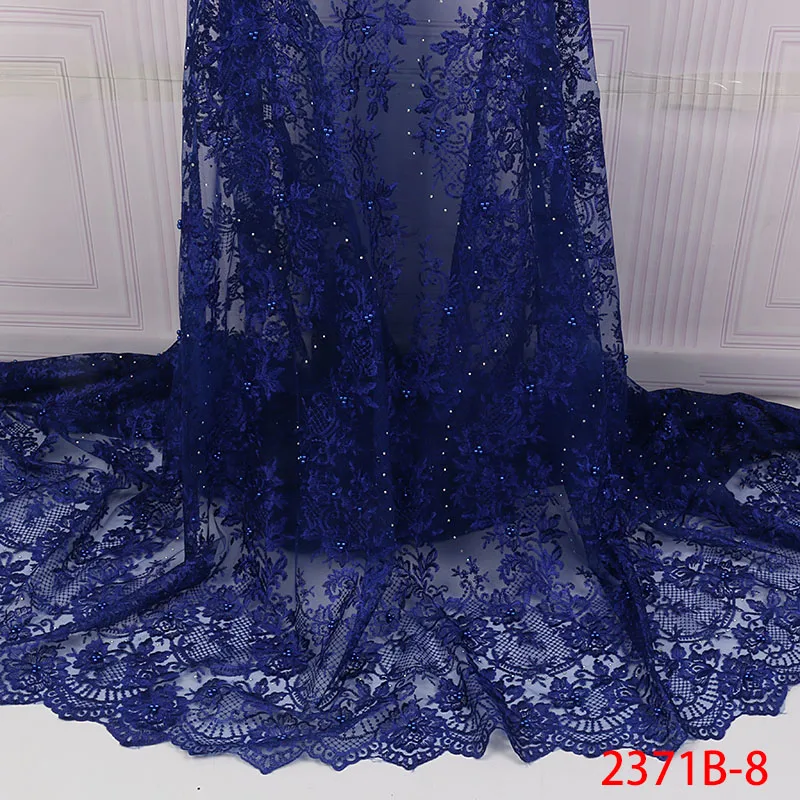

Best Selling African Lace Fabric Nigerian French Fabric 2019 High Quality African French Tulle Lace Fabric Bead /Stone GD2371B-2