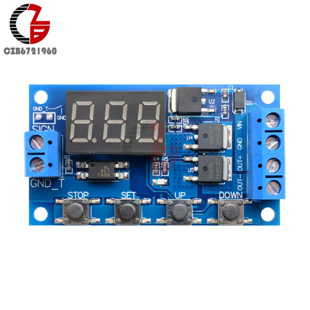 DC 12 В 24 в двойной МОП-светодиодный цифровой реле задержки времени цикл запуска таймер задержки Переключатель платы синхронизации модуль управления DIY
