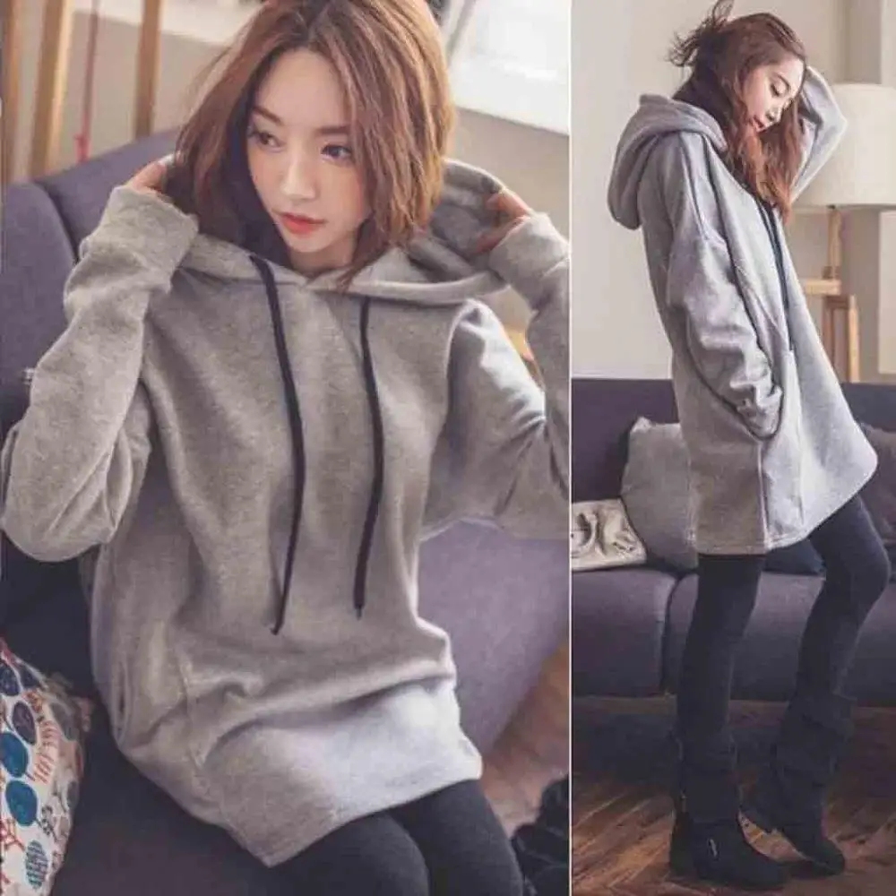 

2019 Autumn Hoodies Women Hooded Long Sleeve Oversize Solid Casual Shirt Loose Top Blouse Pullover Bts-bangtan #0705