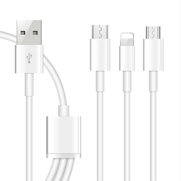 ACCEZZ 3 в 1 USB кабель для iPhone X 7 зарядное устройство с микро usb type C 8Pin порт 3A Быстрая зарядка для Xiaomi huawei кабели - Цвет: White