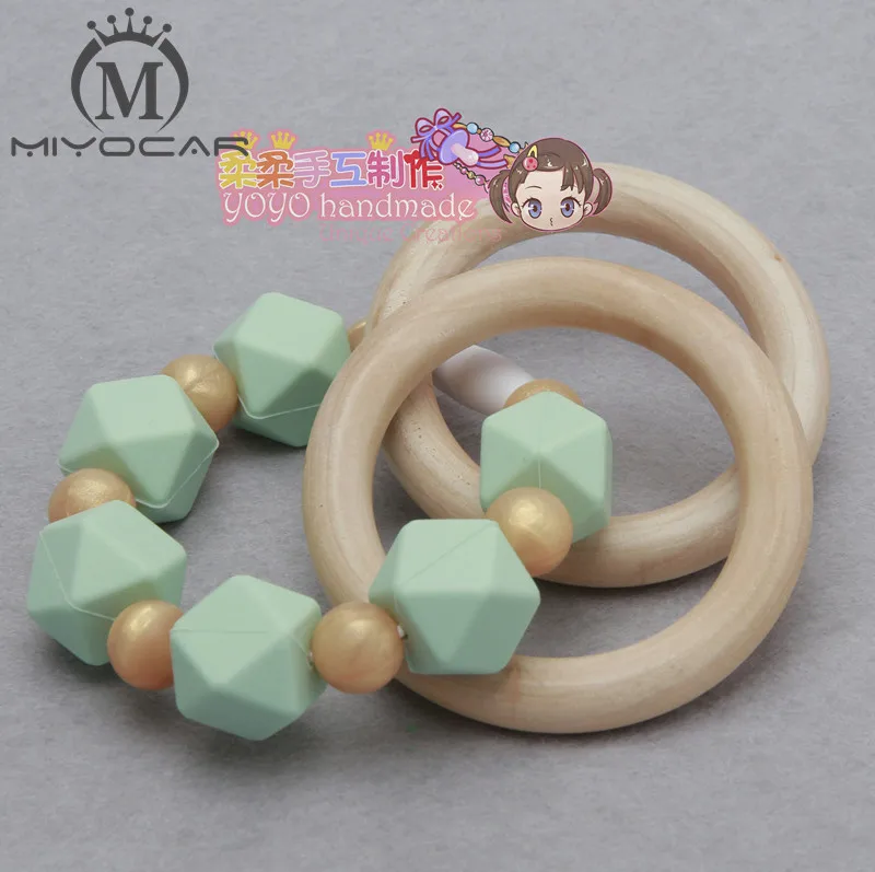 MIYOCAR Золотой силиконовый Teethng кольцо FDA пищевой деревянный Прорезыватель