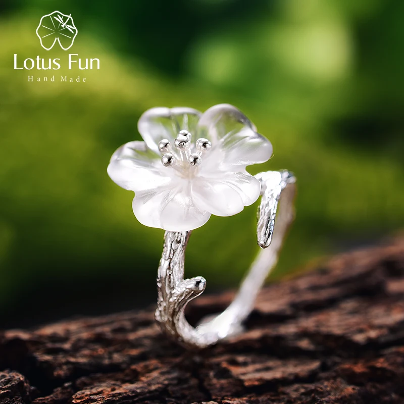 Женское кольцо «Цветок под дождем» Lotus Fun, изящное незамкнутое кольцо, ювелирное изделие ручного изготовления из настоящего серебра 925 пробы