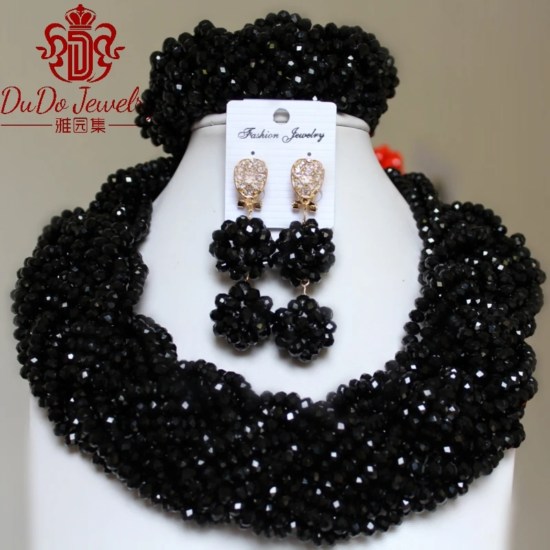 Dudo наплечное ожерелье черный свадебный ювелирный набор большой этнический женский ювелирный набор богемный Африканский нигерийский стиль