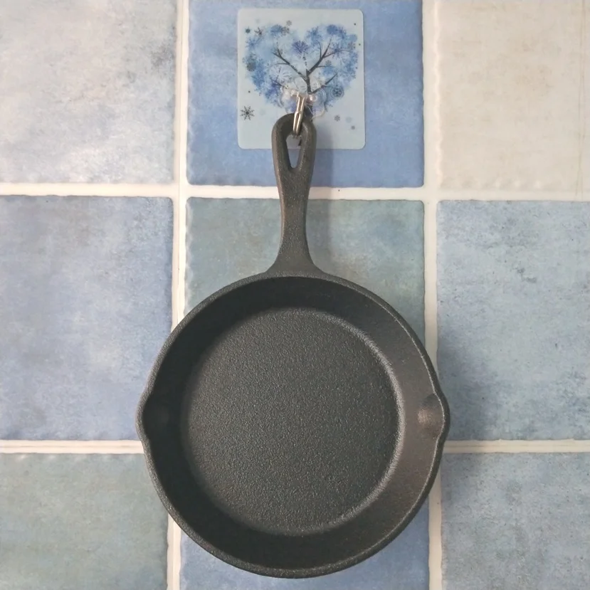 

Dia:16cm Cast Iron Skillet Fry Pan with Silicone Handle Nonstick Griddle Grill Cookware Black (frypan-long handle)