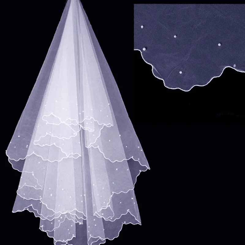 Free-shipping-promotion-price-1-5M-pearls-one-layer-white-wedding-bridal-veil-bridal-accessories-sales