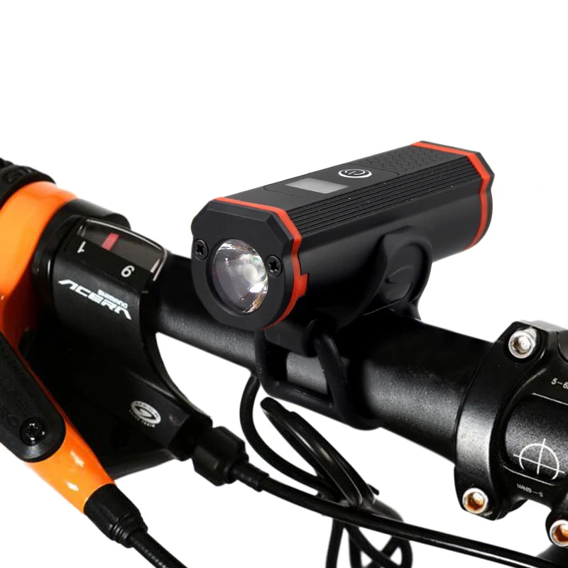 

Front Bicycle Headlight LCD Display USB Rechargeable Flashlight 5 Modes Mountain Bike Lamp Built-In Battery Torch