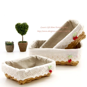 

NEW Fresh style!Pastoral style wood+fabric lovely strawberry storage basket,junk basket/woven baskets,desktop basket