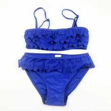 Funfeliz одежда для купания для девочек, От 3 до 14 лет купальник-бикини для девочек, Синий Розовый купальный костюм для детей, Детский купальник для девочек