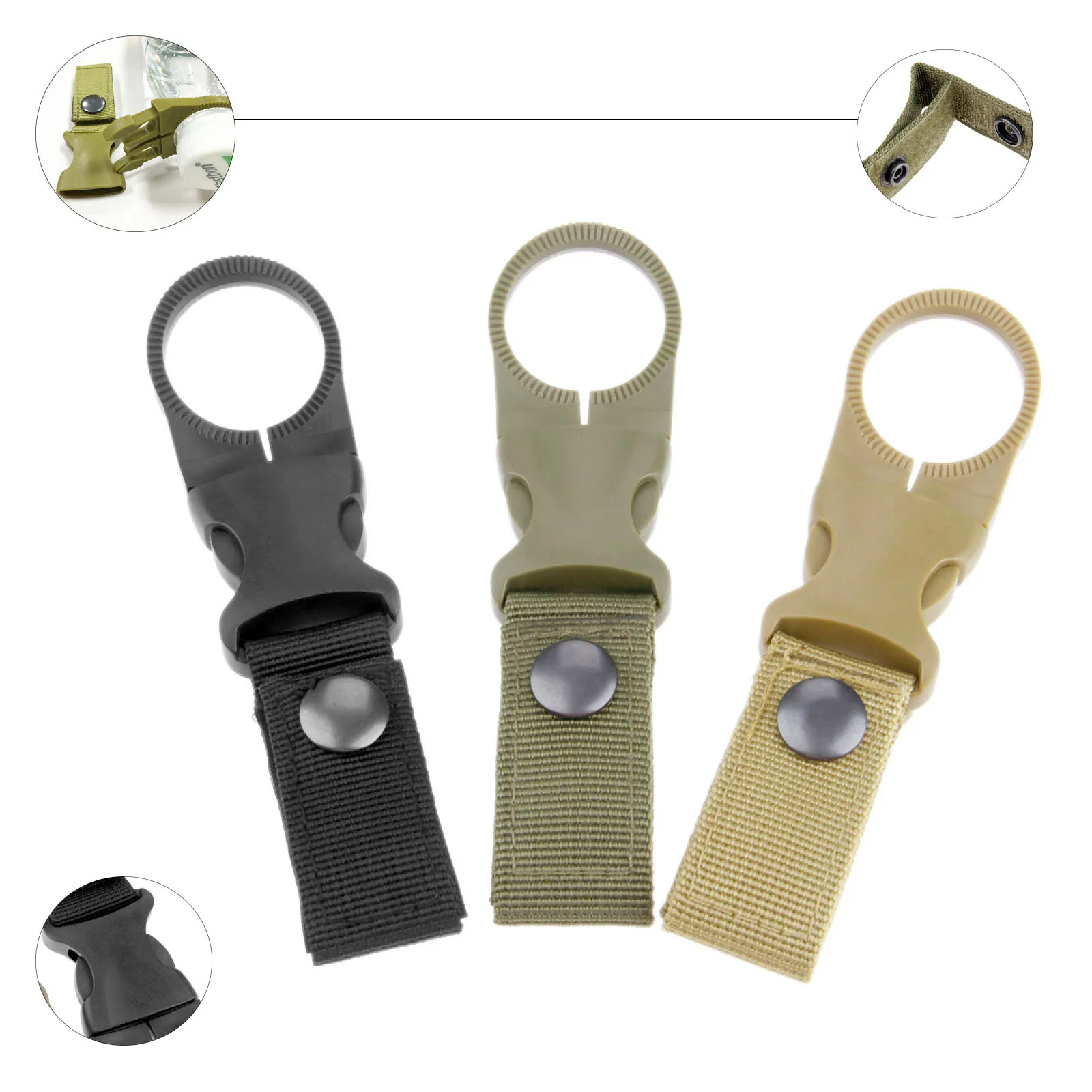 

Tactical Molle Webbing Buckle Water Bottle Carabiner Belt Backpack Hanger Hook Holder Clip Pocket Multi-function Outdoor Tools