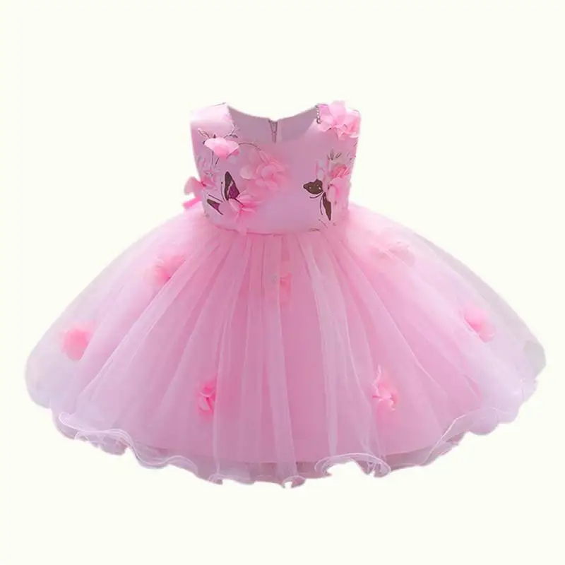 Sunmmer 3D Girls Baby Stereo Flowers Ball Gown Infants