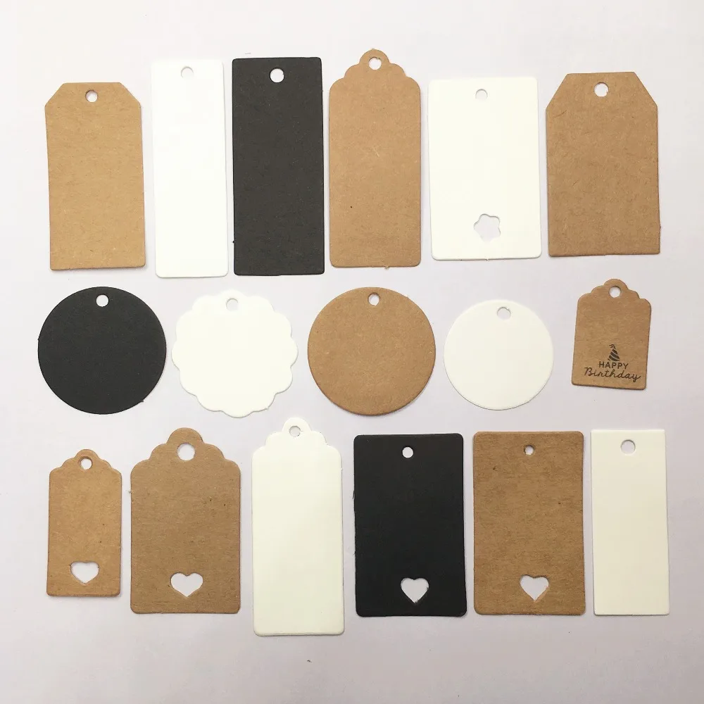100pcs Kraft Paper Multi style Packaging Hang Tags Wedding/Birthday Party Candy Boxes Price Tags for Flower/Cosmetics Labels|Garment Tags| - AliExpress