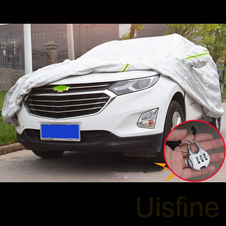

Special car clothing aluminum film car cover waterproof sunscreen dustproof car Accessories For Chevrolet Equinox 2017 2018 2019