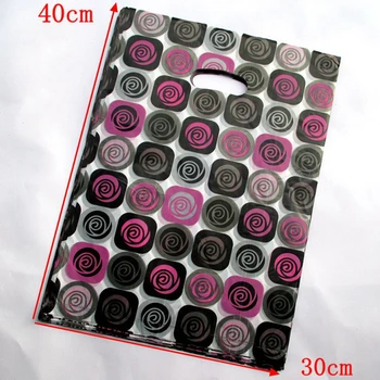 

100PCS/lot 30 * 40 cm red white useful gift bags style plastic shopping bag processing gift stores 009001002