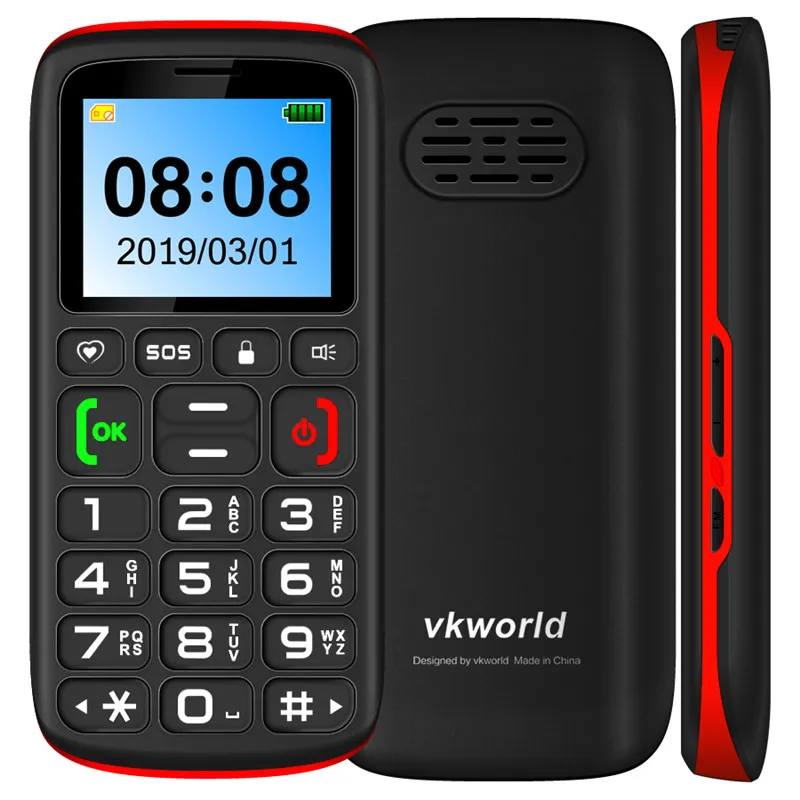 GSM 2G VKworld Z3 русская клавиатура мобильный телефон 1,77 дюймов FM старшие дети мини телефон две SIM мобильный громче динамик телефон для людей преклонного возраста SOS - Цвет: Красный