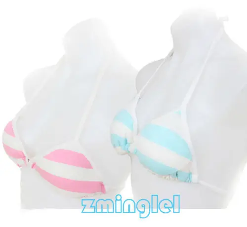 

Nonori Girls Cute&Sexy Anime Style Stripe Bra String Style Tie Cosplay Padded Bra Size A-B Cup