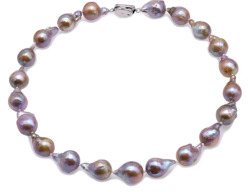 

Baroque Pearl 13-20mm Natural Champagne Baroque Freshwater Cultured Pearl Necklace 18" women Christmas necklace jewelry