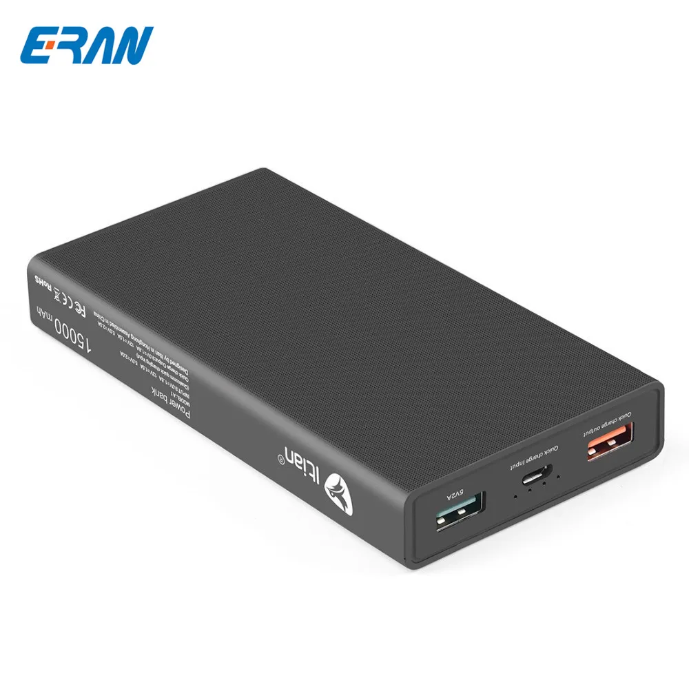 ERAN 15000mA fast charge powerbank External Mobile Backup Power bank Battery with QC 3.0 quick charger for iPhone5 6 6s Samsung