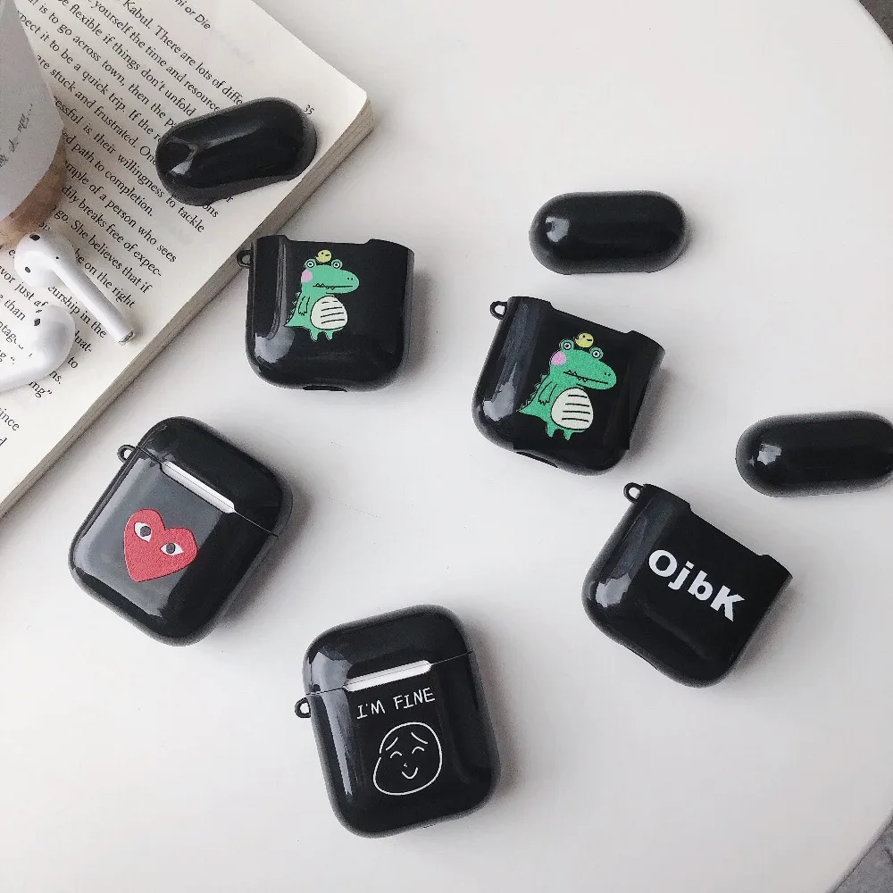 

For AirPods Case Cartoon Pattern black shell Protective Cover Bluetooth Wireless Earphone Case For Airpods Hard Plastic Case