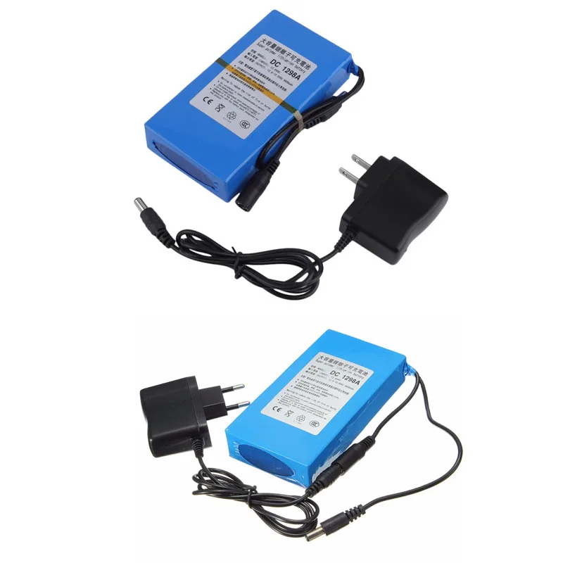 

US/EU Plug DC-1298A DC1298A DC 12V 9800mAh Portable Li-ion Rechargeable Polymer Power Battery Pack with AC Wall Charger