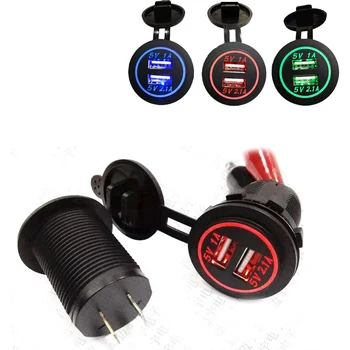 

Dewtreetali Mini Waterproof Dual Usb Port Car Charger Adapter Dust-Proof 5V 2.1A/1A Car Charger Socket for Citroen Honda Toyota