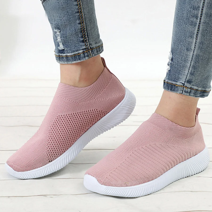 

Women Shoes Plus Size 43 Women Vulcanize Shoes Fashion Slip On Sock Shoes Female Air Mesh Sneakers Flat Casual Tenis Feminino