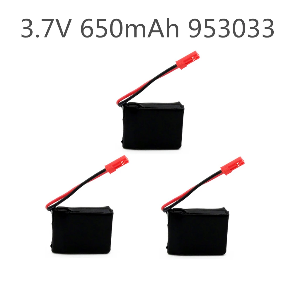 3PCS 3.7V 650mAh LiPo Battery for X8TW X8T Q1012 Q9 Remote Control airplane RC Spare Parts JST connector 953033