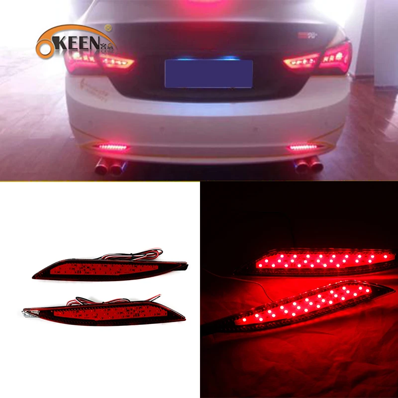 OKEEN 2pcs Car Rear Bumper Reflector Lights For Hyundai Sonata 2011 2012 2013 2014 Car LED Daytime Running Lights Brake Fog Lamp OKEEN 2pcs Car Rear Bumper Reflector Lights For Hyundai Sonata 2011 2012 2013 2014 Car LED Daytime Running Lights Brake Fog Lamp