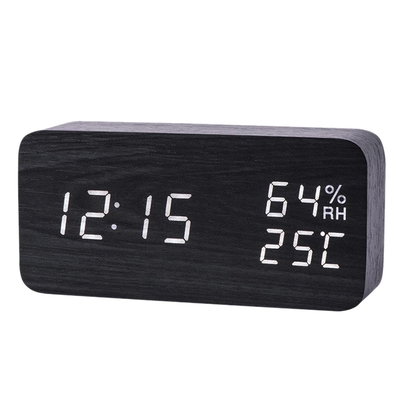 Современный светодиодный Будильник Температура Влажность электронные настольные цифровые настольные часы, черный+ белый - Цвет: B