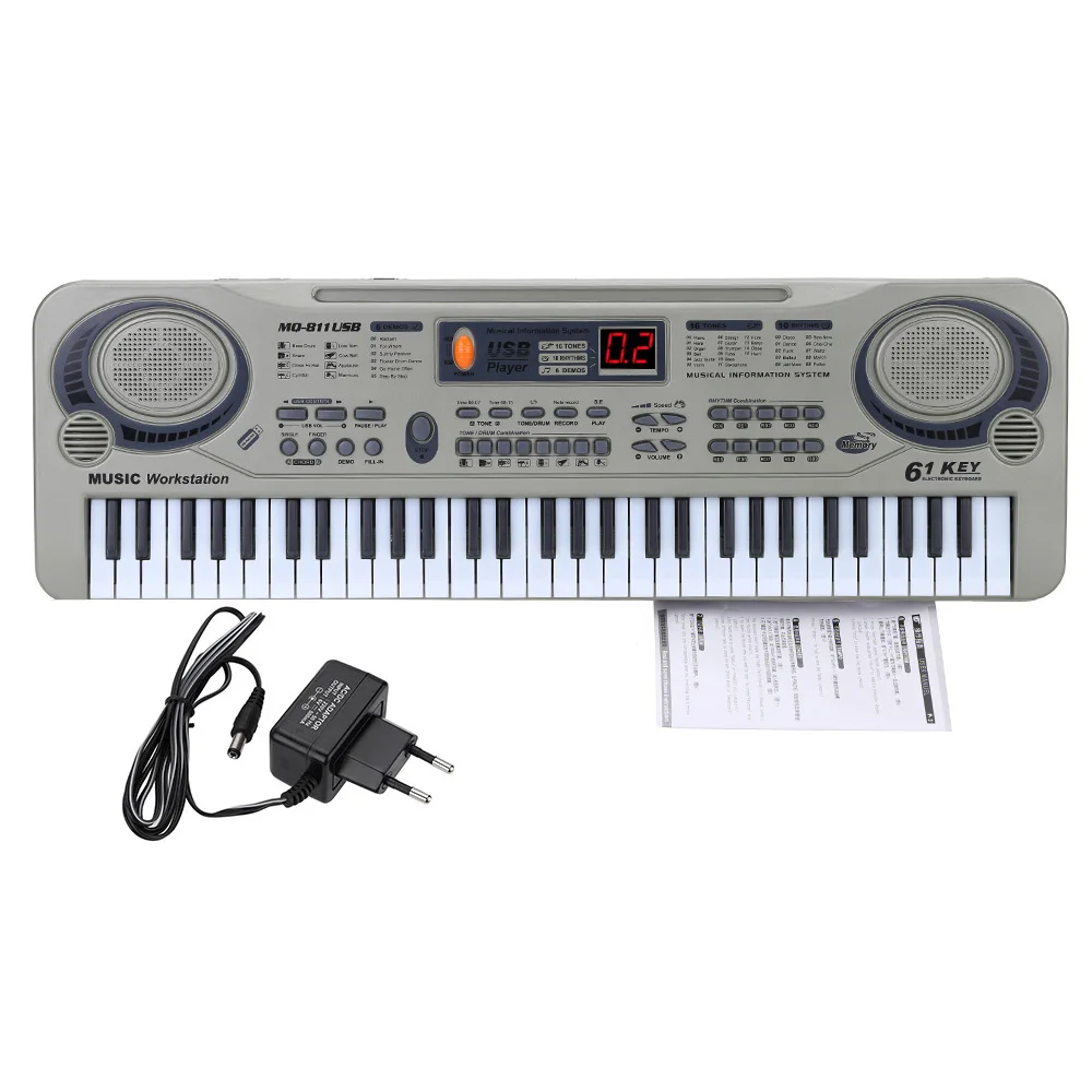 Children 21" Beginner Electric Piano Electone LED 61 Keys Keyboard USB
