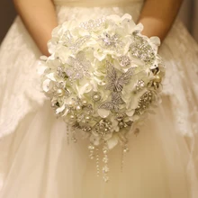 Iffo Гортензия цветок алмаз жемчужина бабочка драгоценный камень невесты Свадебная рука держащая цветок белый букет Мода Личность