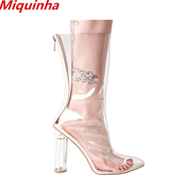 clear plastic block heels