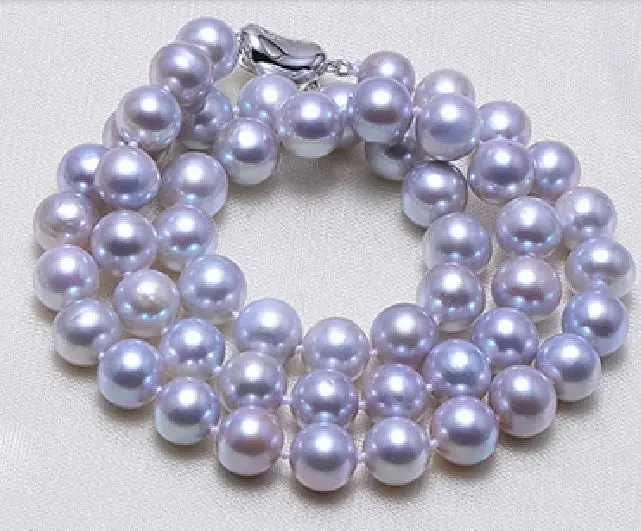 

gorgeousAAA natural 10-11mm south sea light grey pearl necklace