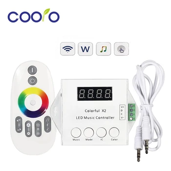 

WS2812B LED Strip Colorful X2 Led Music Controller DC5V-24V Input Max 1000pixels With RF Touch Remote