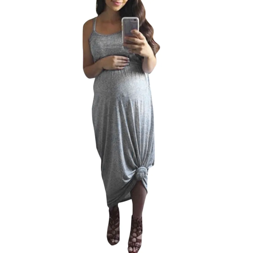 Woman Dress Pregnancy Sleeveless Solid O neck Holiday Skirt Sundress  Pregnant Clothes Soft maternity dress For Pregnant XL z0411|Dresses| -  AliExpress