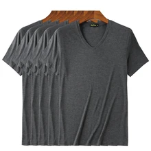 5 шт./партия, мужская рубашка с коротким рукавом, 95%, Бамбуковая вискоза, мужские Базовые повседневные Простые майки с вырезом лодочкой, бамбуковое волокно, фитнес-одежда