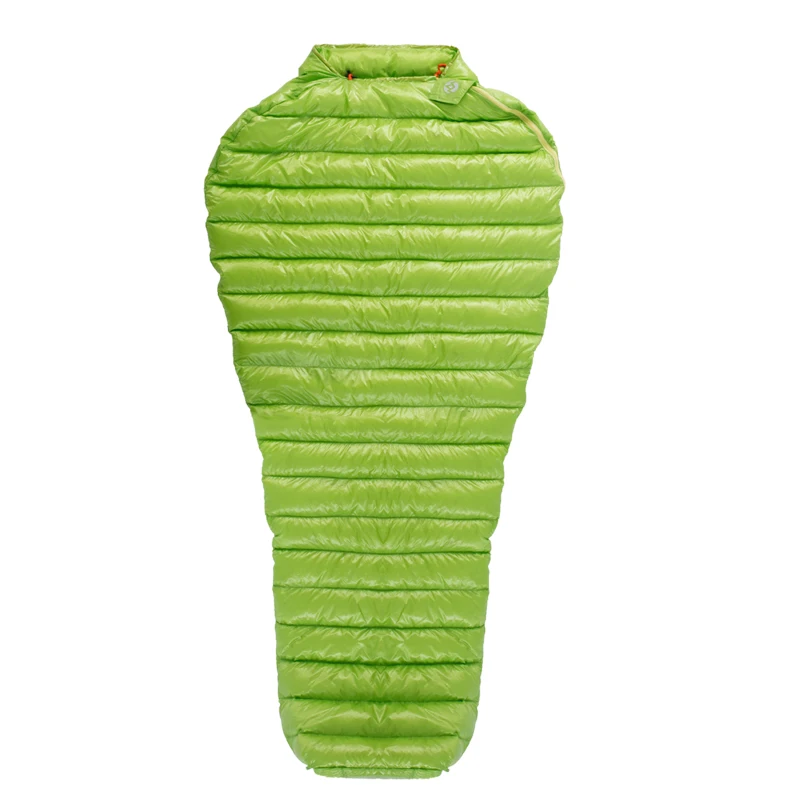 Ultralight Lengthened Mummy Sleeping Bag White Goose Down Outdoor Camping Sewn Through Black&Green 200x80cm