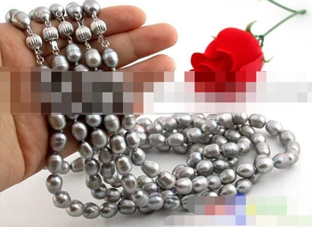 

03305 5item gray rice FW pearl necklace