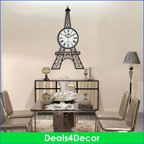 Unique Modern Large 90cm Height Eiffel Tower Wall Clock for Living Room