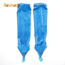 Длинные перчатки для фигурного катания на коньках, перчатки для детей, бархатные перчатки для соревнований с блестящими стразами 5