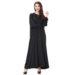 Мусульманская женщина thobe черный Абая WB-18009 Длинные рукава большие качели с круглым вырезом Исламская Повседневные платья Ближний Восток