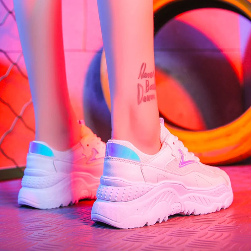 

Women Sneakers Women Casual Shoes 2019 Summer Fashion Women Shoes Flats Platform Sneakers Tenis Feminin Breathable White Shoes