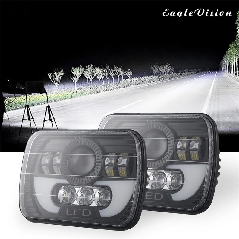 

kongyide Car Light H4 5x7Inch 300W LED Headlight 6000K For Jeep For Wrangler Truck SUV Amber Square dropship 19M14